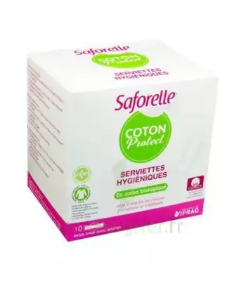 Saforelle Coton Protect Serviette Jetable Avec Ailette B/10 à Trelissac
